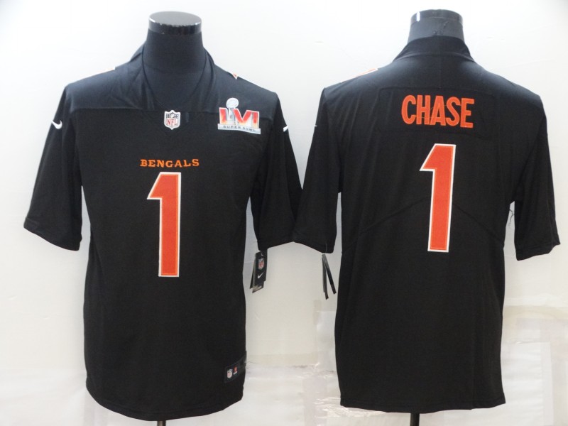 Men Cincinnati Bengals #1 Chase Black 2022 Super Bowl Vapor Untouchable Limited Nike NFL Jersey
